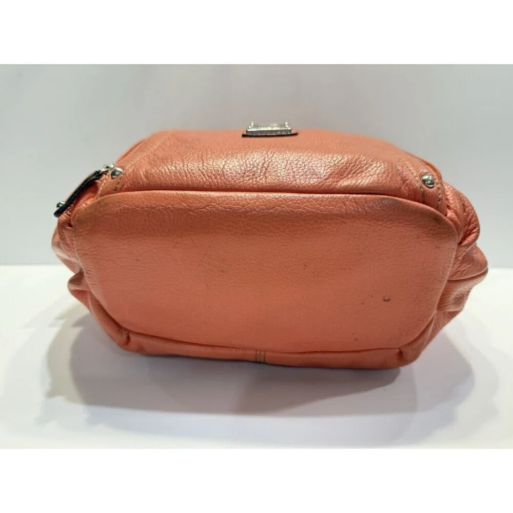 Tignanello Womens Hobo Orange Leather Shoulder Handbag Satchel Purse Pockets